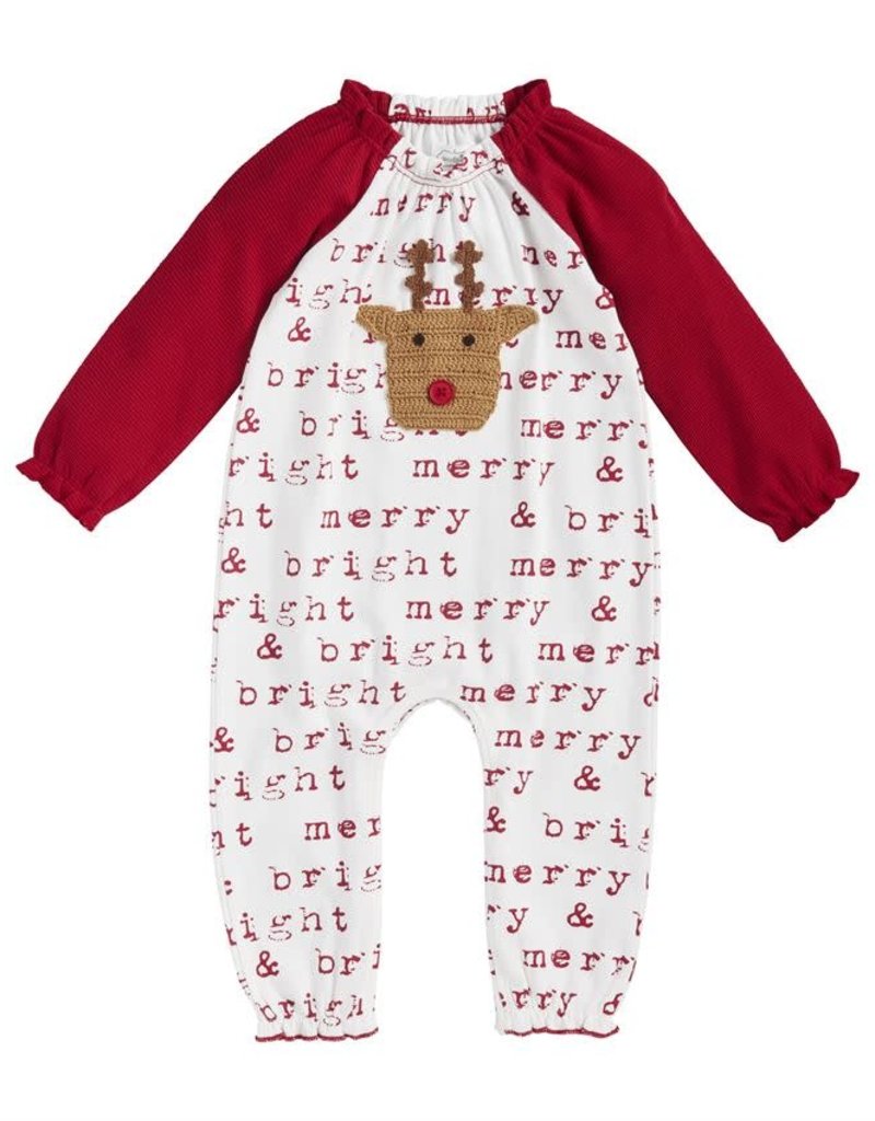 MUD PIE REINDEER GIRL CROCHET ONE-PIECE