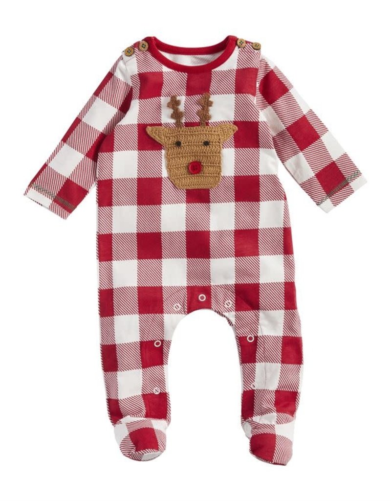 MUD PIE CHECK CROCHET REINDEER SLEEPER
