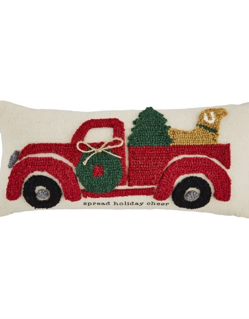 MUD PIE Hooked Christmas Truck Pillow