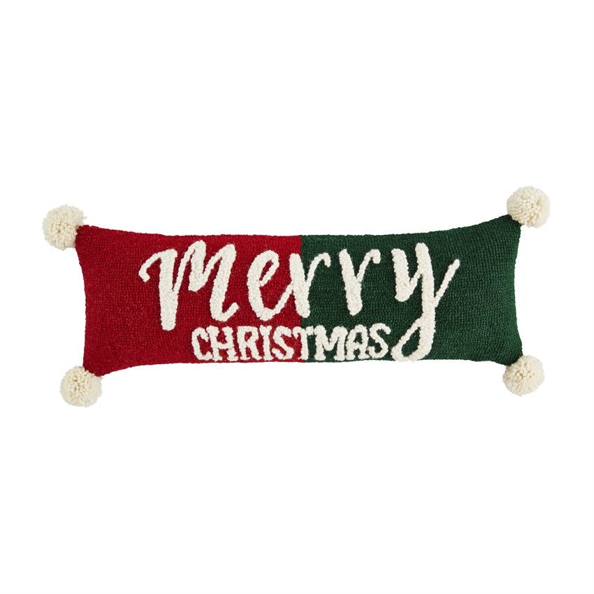 MUD PIE Merry Christmas Hooked Pillow