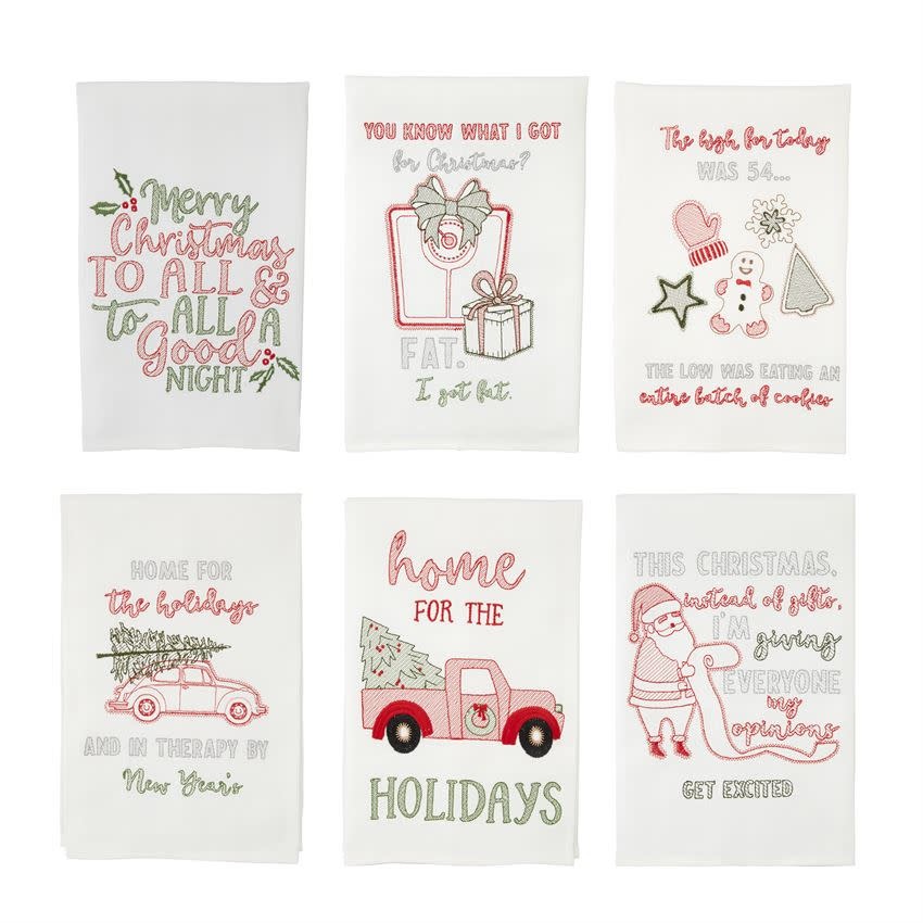 MUD PIE Holiday Embroidery Towels MUD PIE Holiday Embroidery Towels