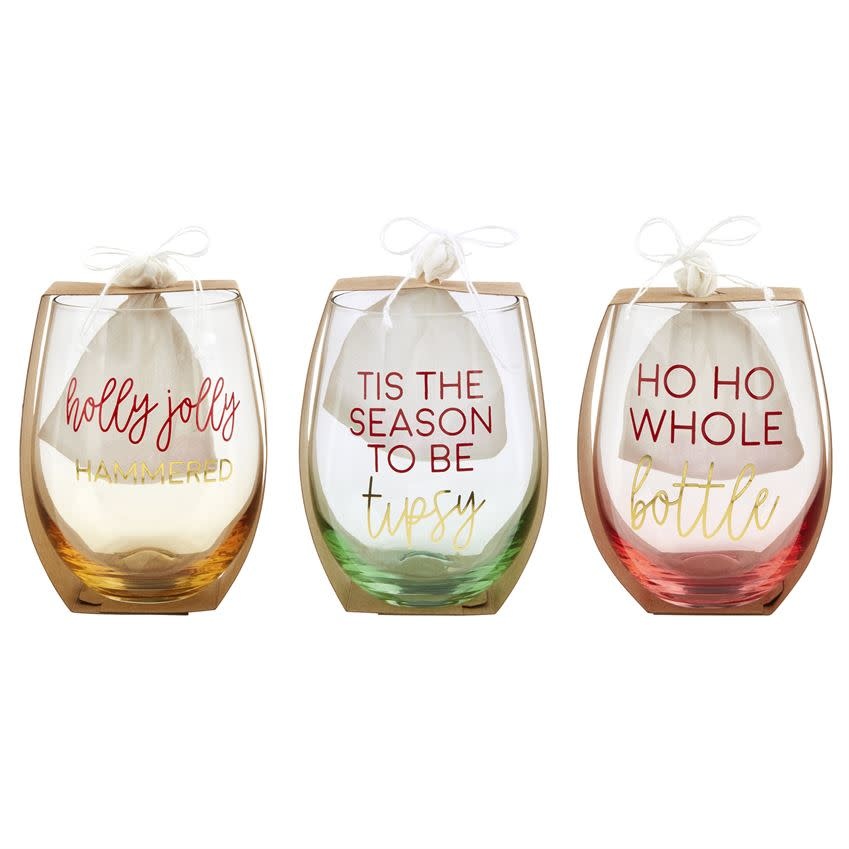 MUD PIE Christmas Wine Glass & Chilling Stones MUD PIE Christmas Wine Glass & Chilling Stones