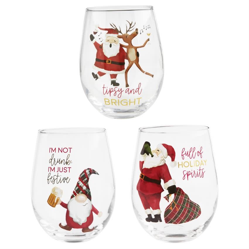 MUD PIE Christmas Drinking Wine Glass MUD PIE Christmas Drinking Wine Glass