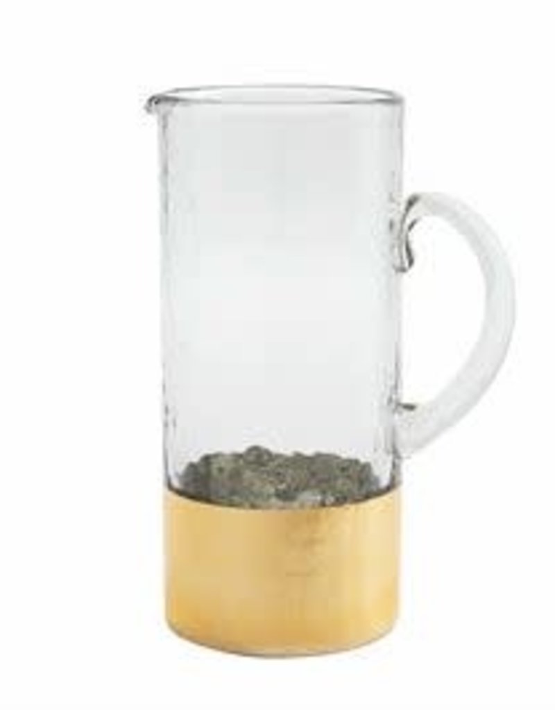 MUD PIE Gold Hammered Glass Pitcher