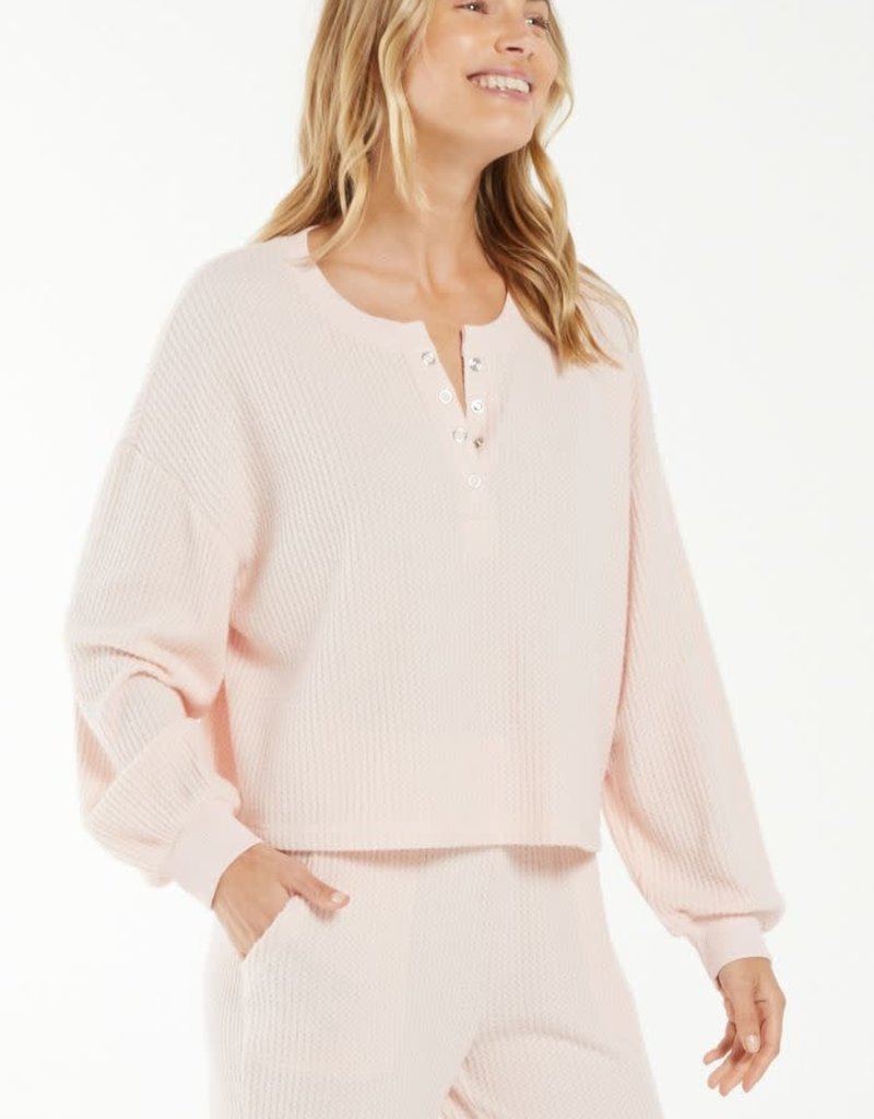 Z SUPPLY SNUGGLE UP THERMAL LS TOP-VINTAGE PINK