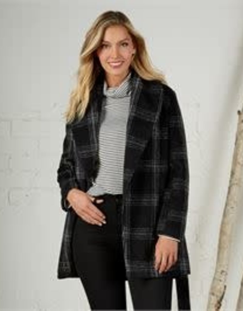 MUD PIE WINCHESTER BLACK PLAID COAT