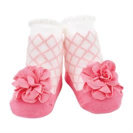 MUD PIE PINK LATTICE FLOWER SOCKS MUD PIE PINK LATTICE FLOWER SOCKS