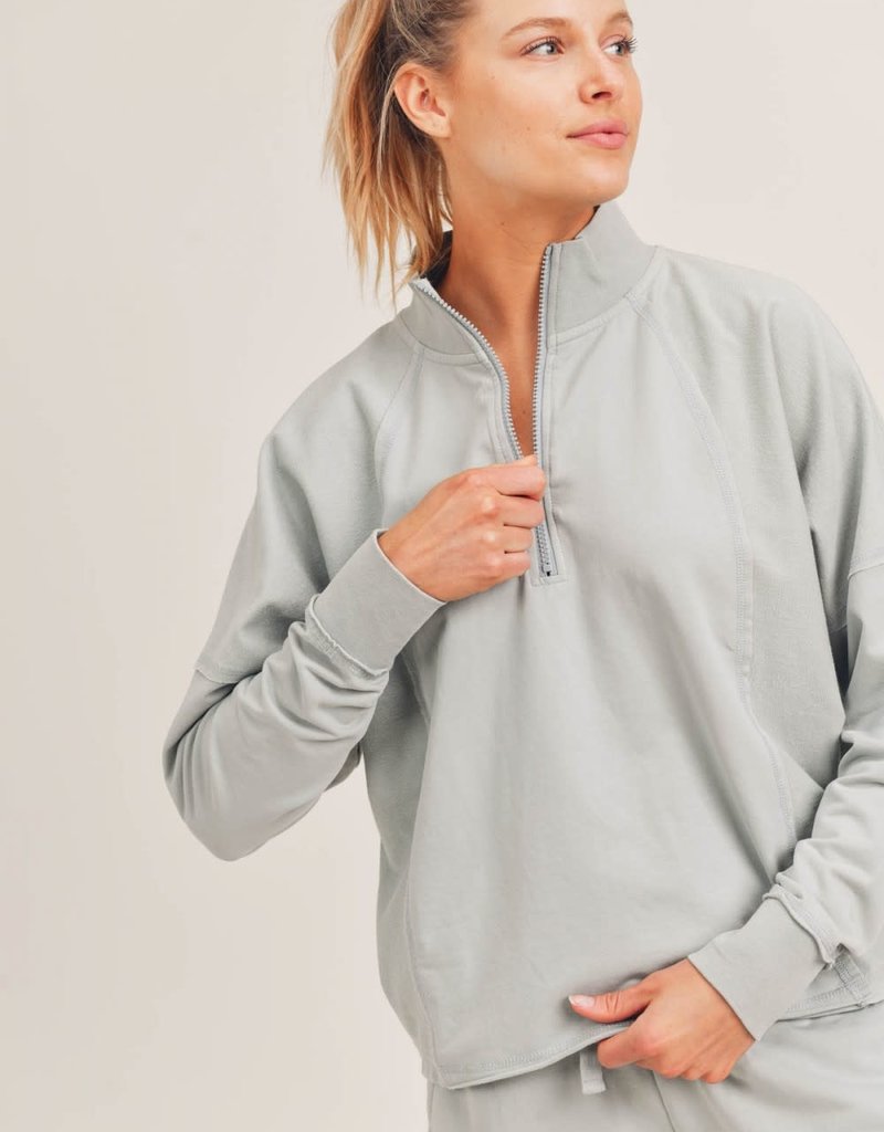 MONO B STAY ALL DAY BOXY ZIP PULLOVER