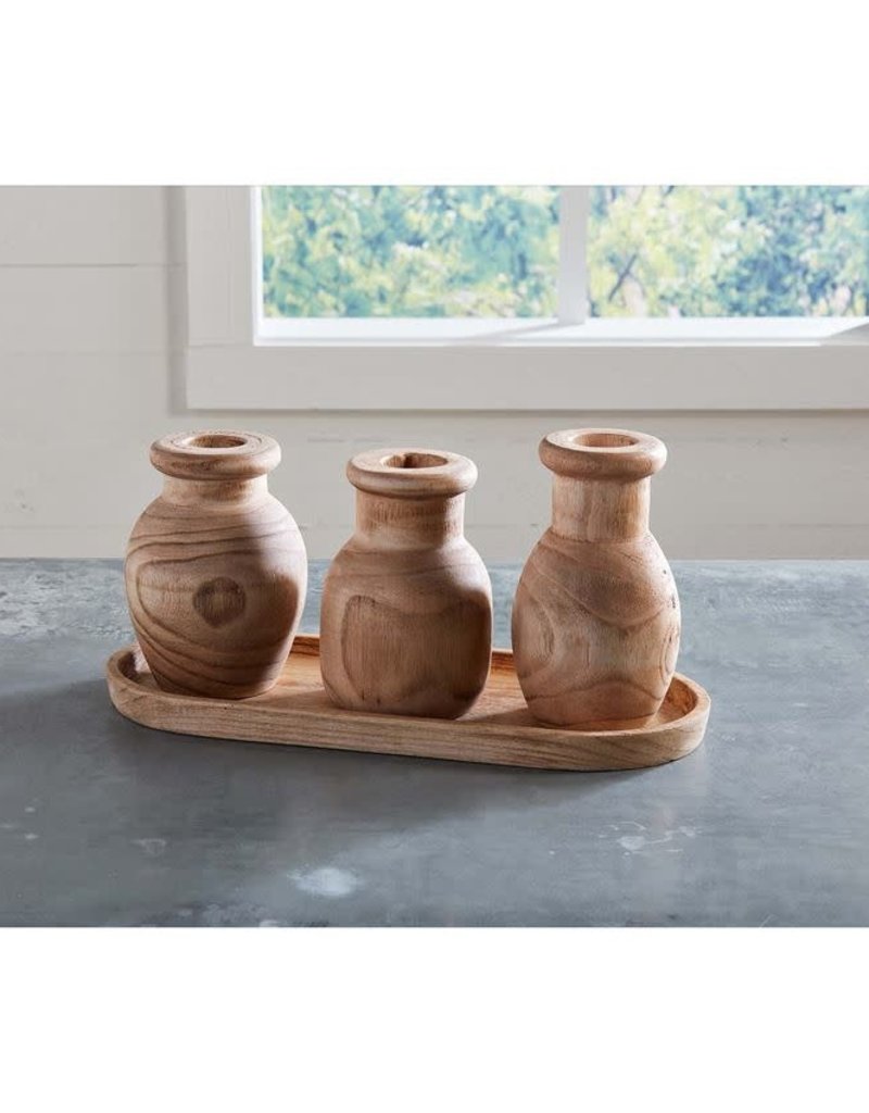 MUD PIE PAULOWNIA VASE TRAY SET