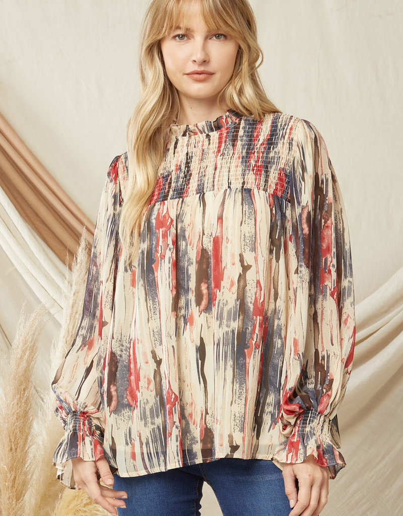 ENTRO REEVA COLOR SPLASH BLOUSE