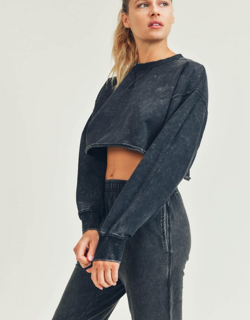 MONO B ZELLA MINERAL WASH BOXY CROPPED TOP