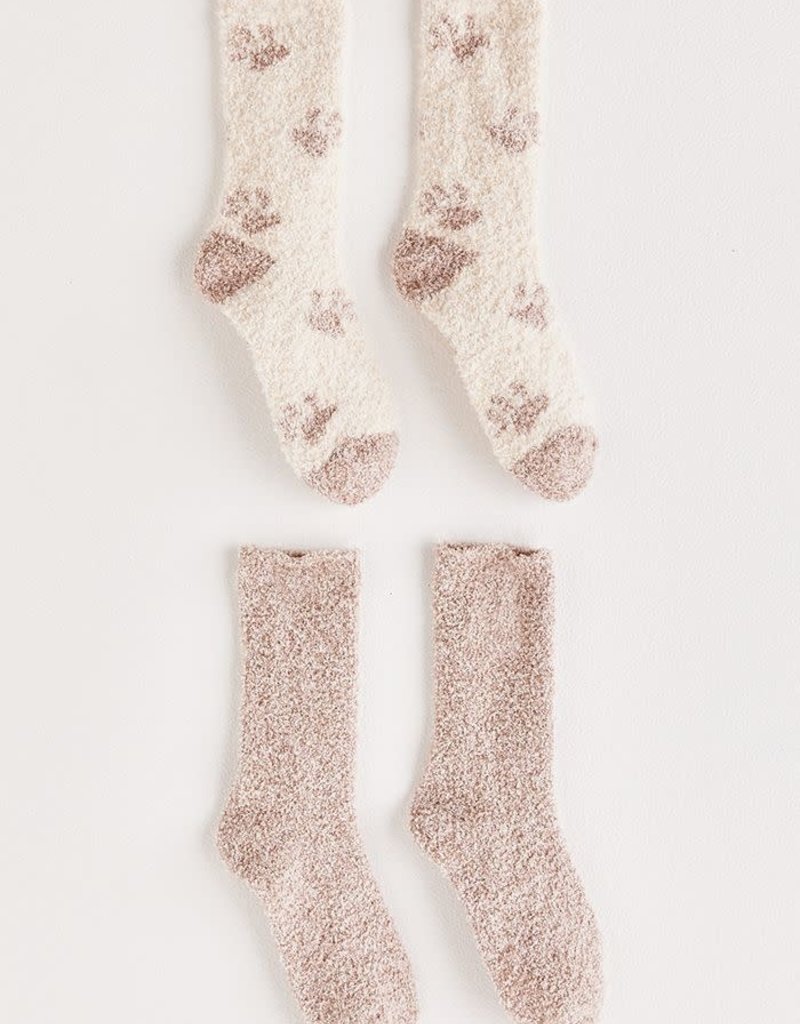 Z SUPPLY 2-PACK PAW PLUSH SOCKS-BONE