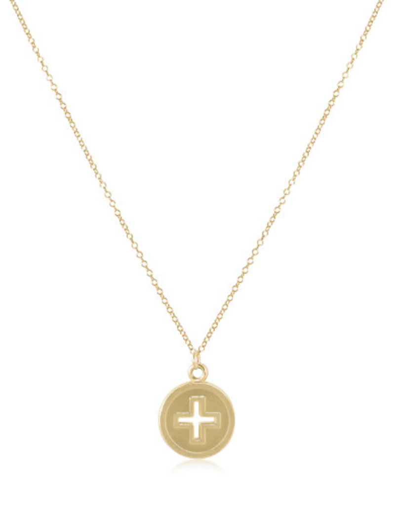 ENEWTON 16" NECKLACE GOLD - SIGNATURE CROSS GOLD DISC