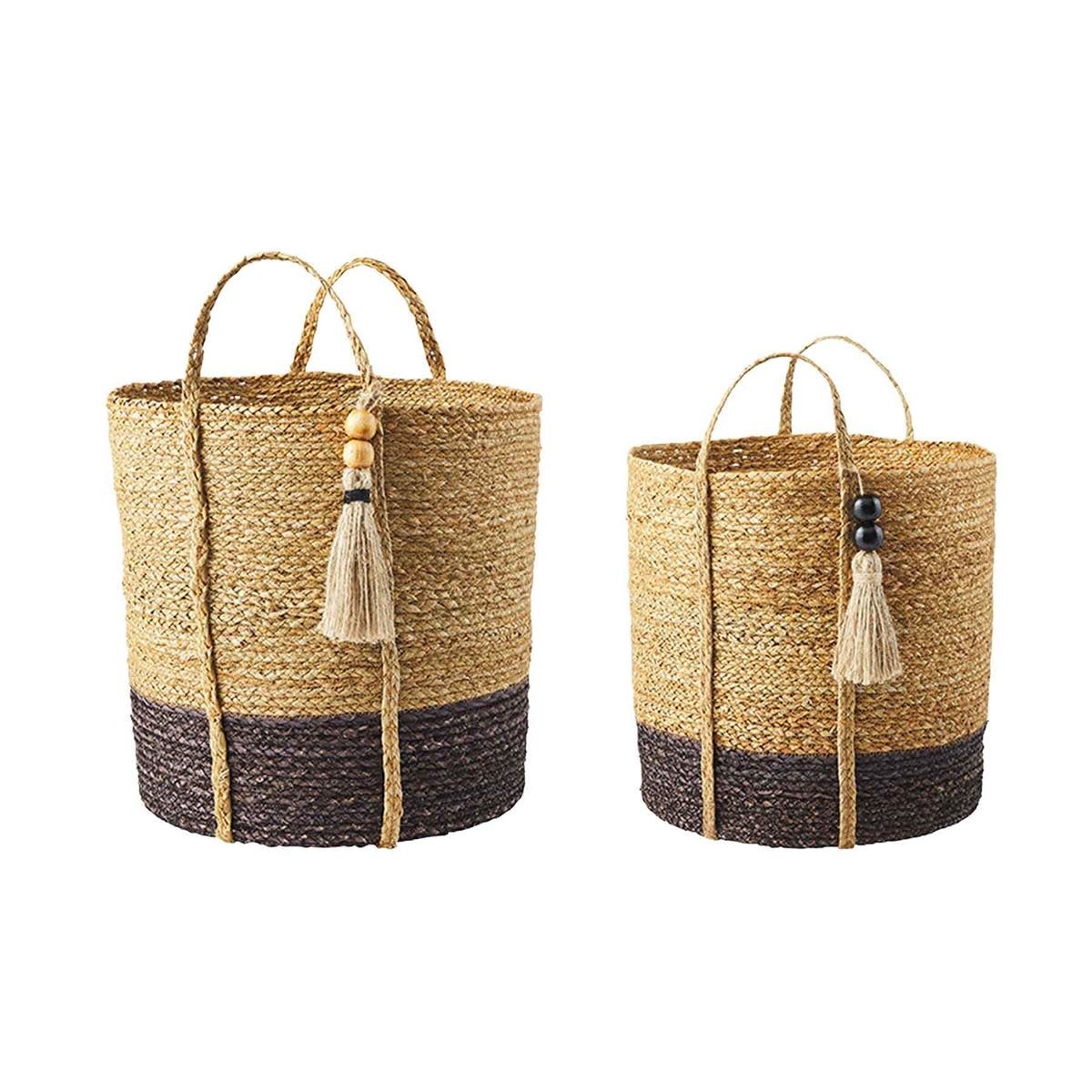 MUD PIE TWO-TONE BLACK BASKET