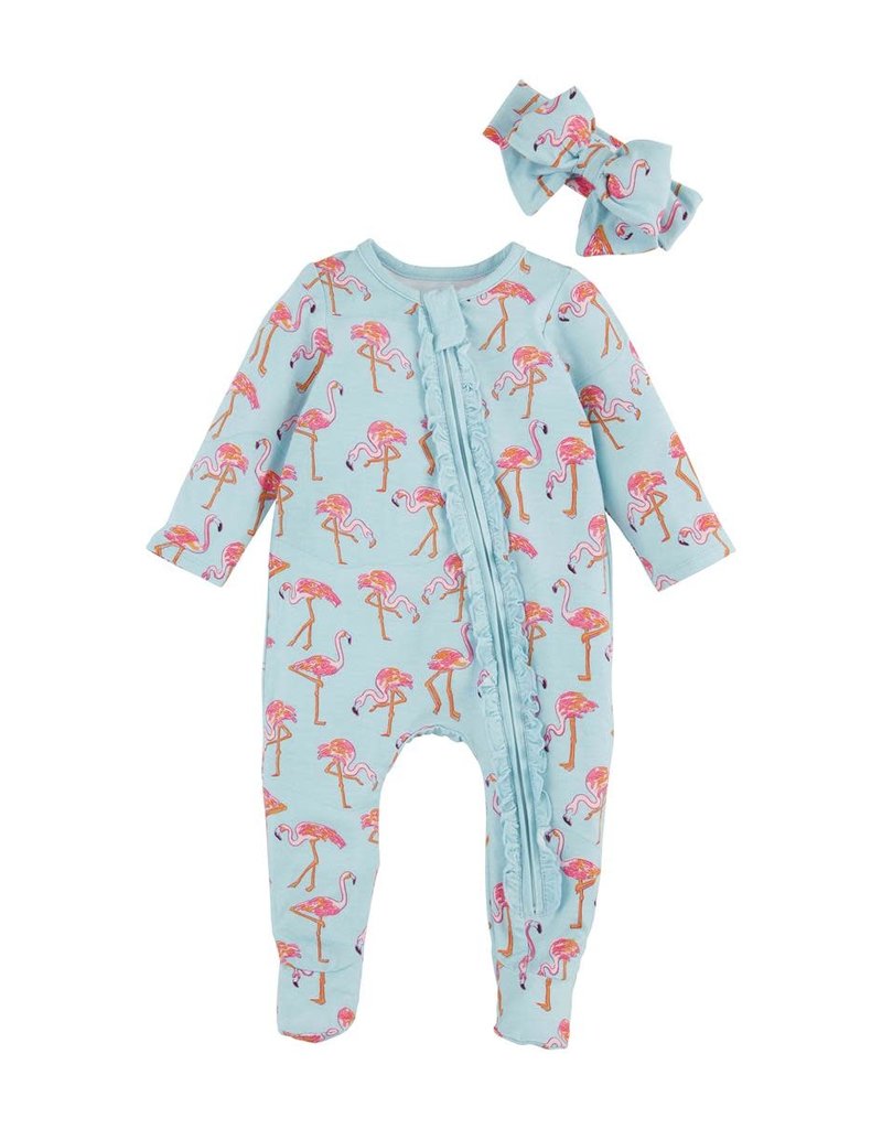 MUD PIE FLAMINGO SLEEPER & HEADBAND SET
