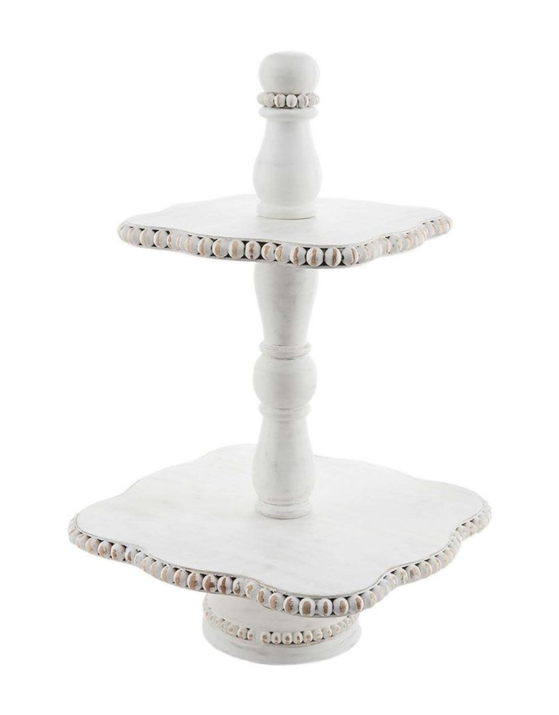 MUD PIE WHITE BEADED TIERED SERVER