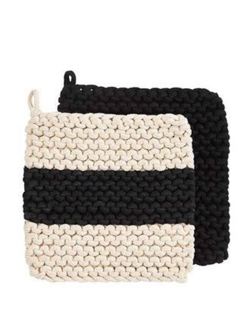 MUD PIE STRIPE POT HOLDER SET