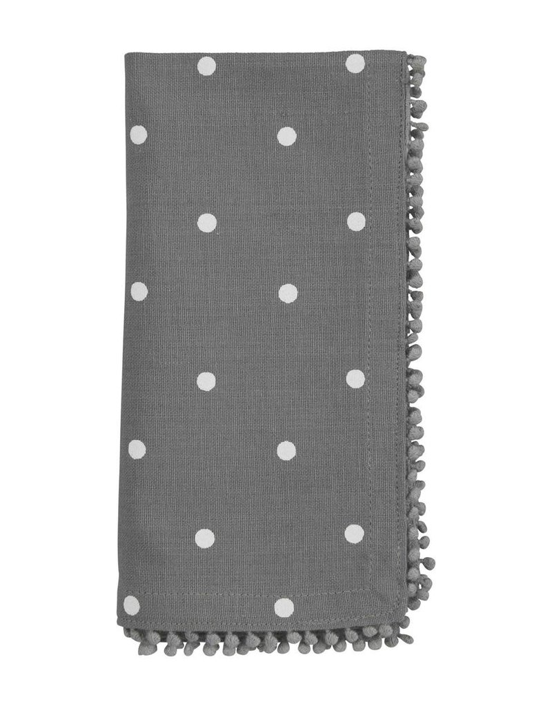 MUD PIE GRAY POM TRIM NAPKIN SETS