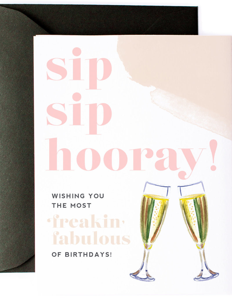 KITTY MEOW SIP SIP HOORAY BDAY CARD