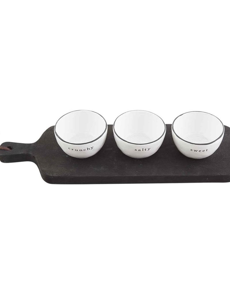 MUD PIE BLACK SERVING BOARD & BOWL SET