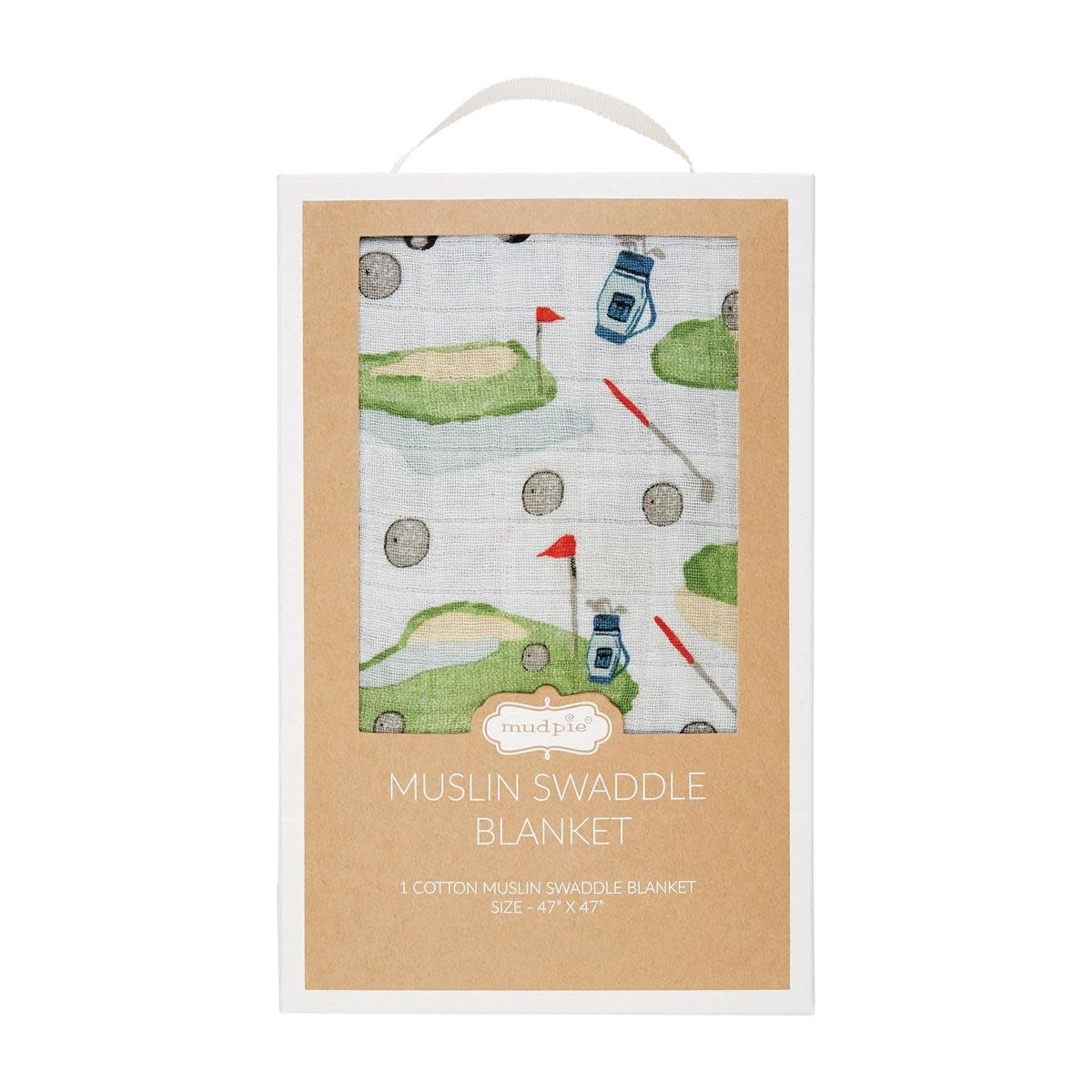 MUD PIE GOLF MUSLIN SWADDLE BLANKET MUD PIE GOLF MUSLIN SWADDLE BLANKET
