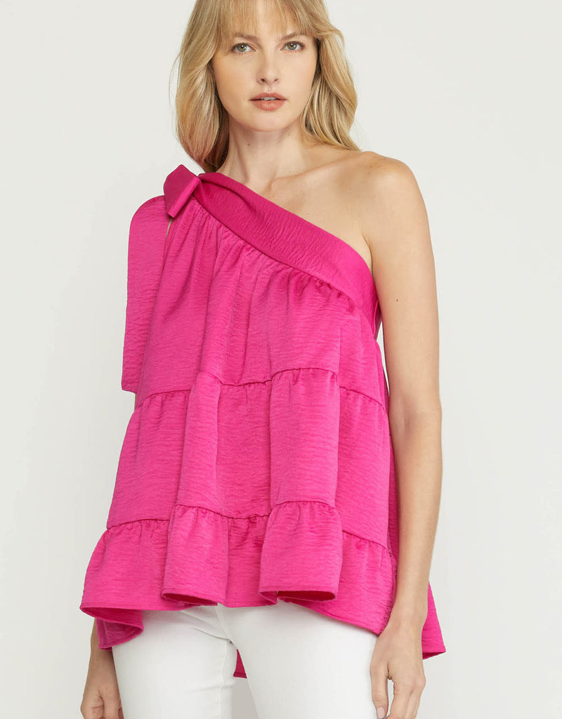 ENTRO LIVVY ONE-SHOULDER TOP IN FUCHSIA