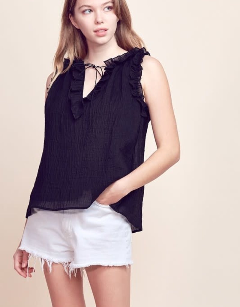 EN MERCI ISABELLA TIE-FRONT TANK - BLACK