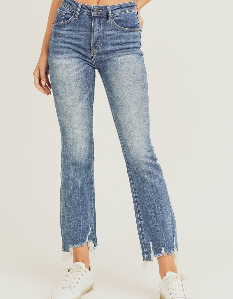 RISEN JEANS TAYLOR ROUGH HEM ANKLE FLARE