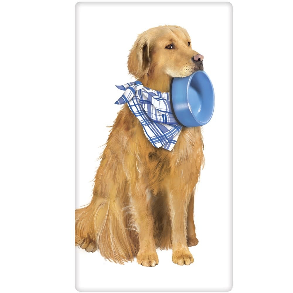 GOLDEN DOG WITH BOWL TOWEL