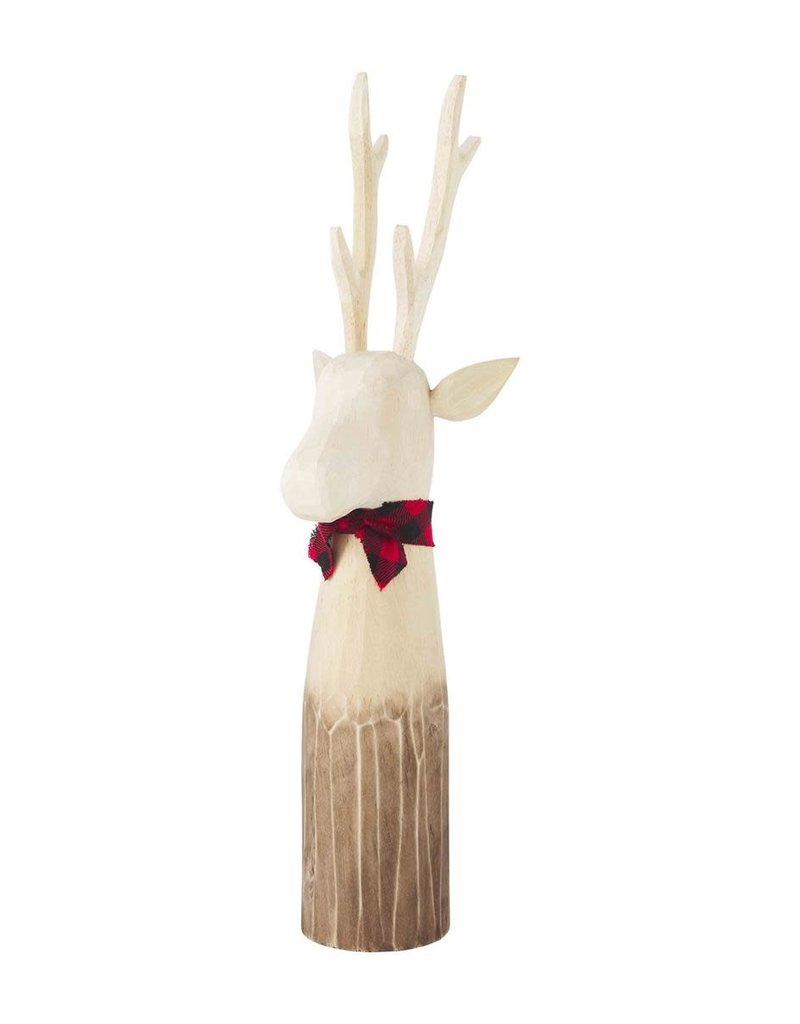MUD PIE CARVED WOOD DEER SITTER