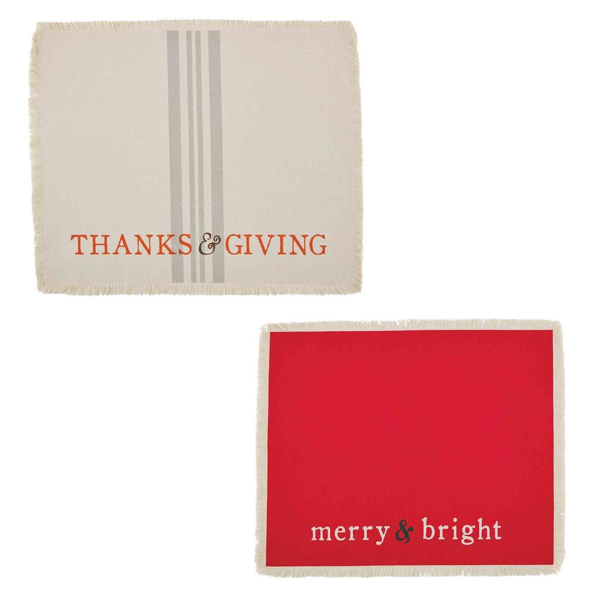 MUD PIE THANKSGIVING/CHRISTMAS REVERSIBLE PLACEMATS