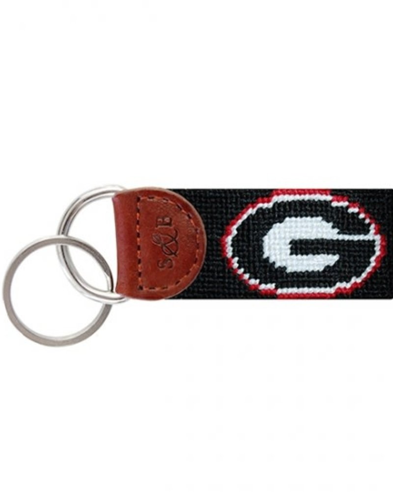 SMATHERS & BRANSON UGA NEEDLEPOINT KEY FOB-BLACK
