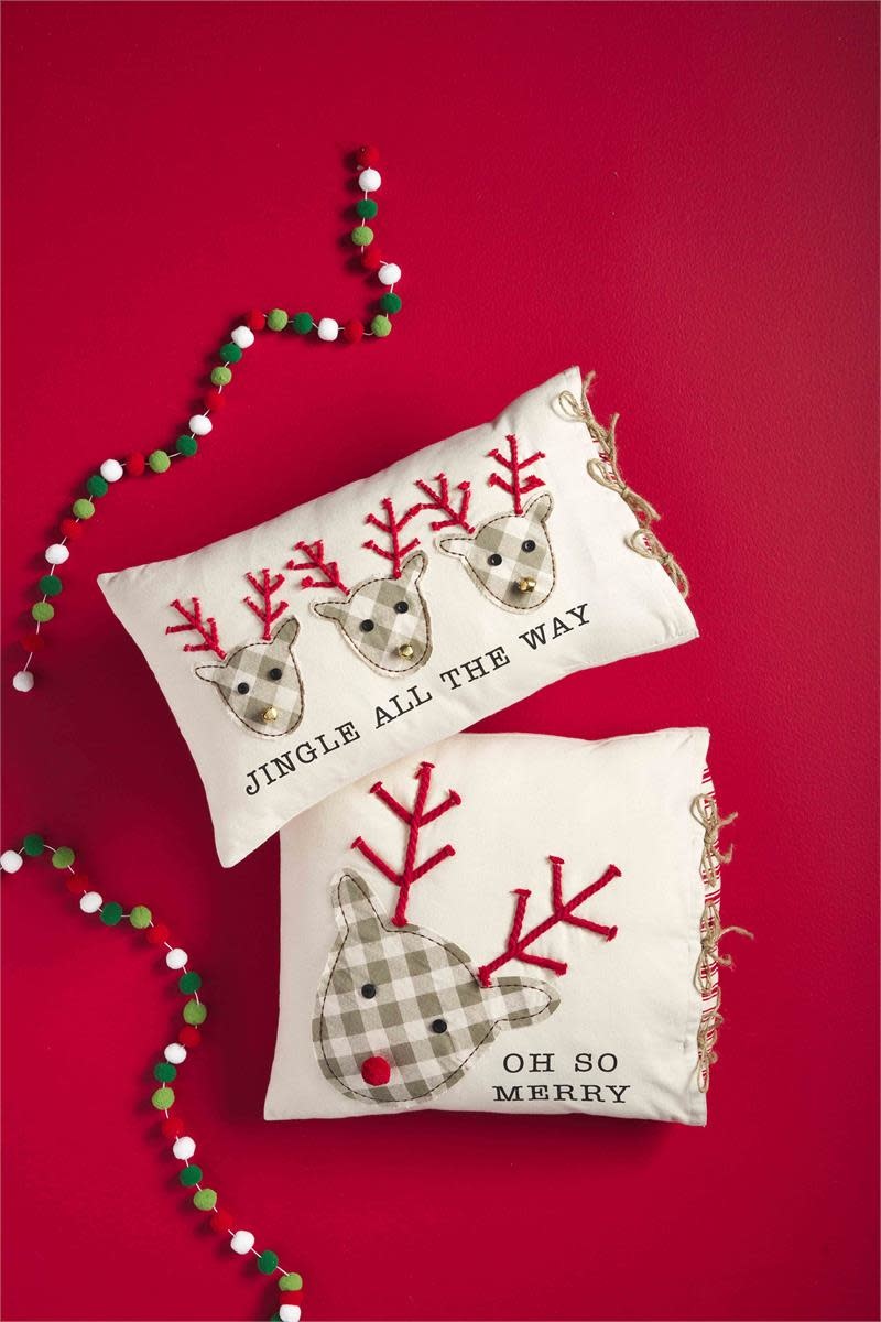 MUD PIE REINDEER HOLIDAY PILLOWS MUD PIE REINDEER HOLIDAY PILLOWS