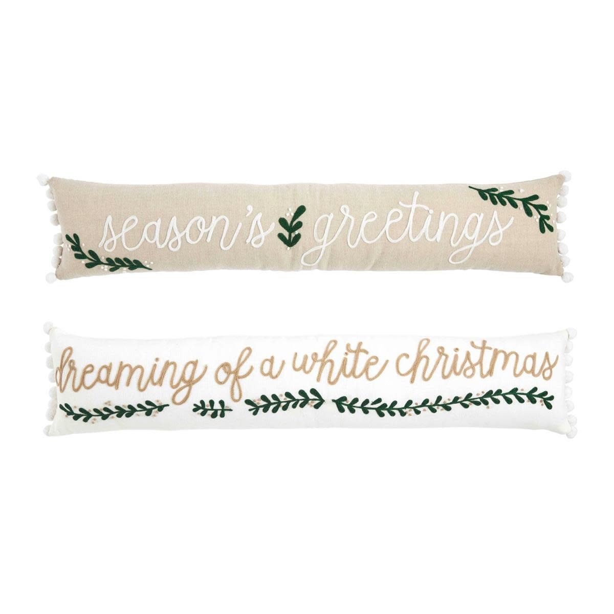 MUD PIE WHITE CHRISTMAS LONG PILLOWS MUD PIE WHITE CHRISTMAS LONG PILLOWS