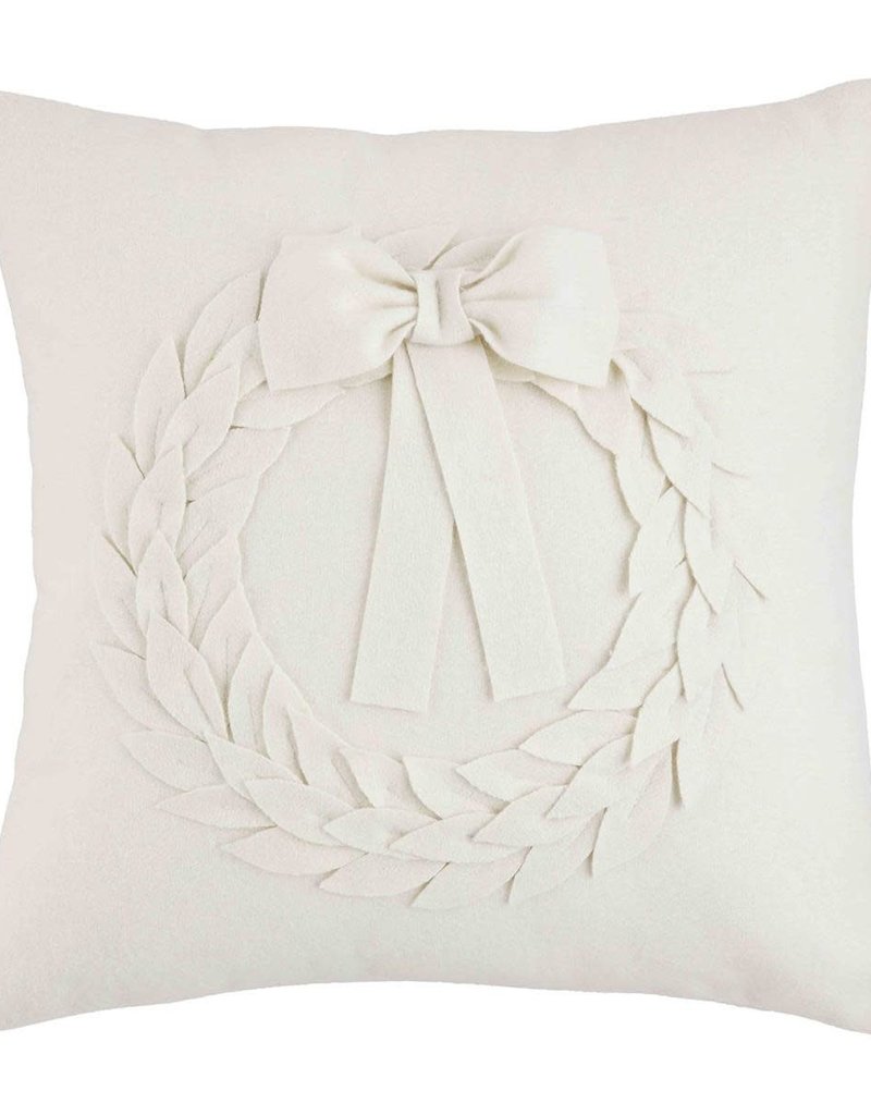 MUD PIE WHITE WREATH PILLOW