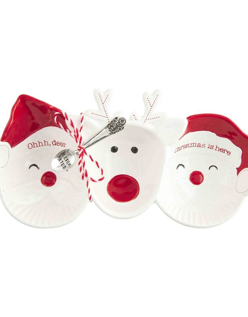MUD PIE SANTA & REINDEER TRIPLE DISH SET