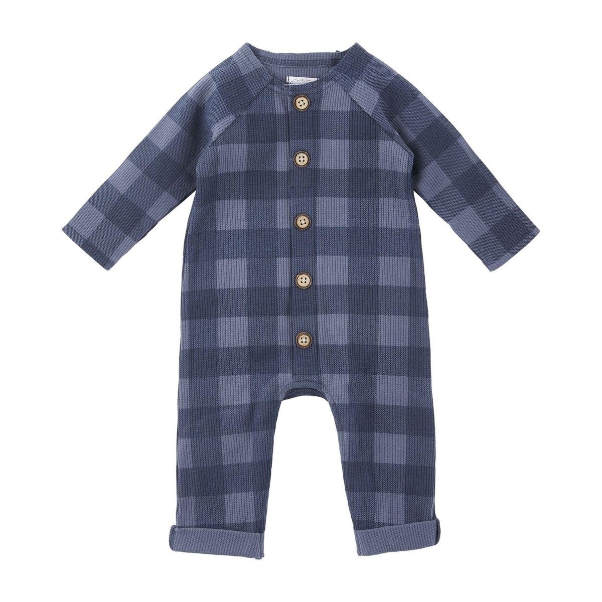 MUD PIE WAFFLE BLUE CHECK ONE-PIECE OUTFIT