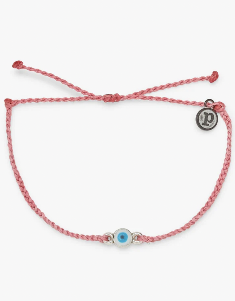 PURAVIDA EYE BEAD CHARM SILVER BRACELET-PETAL PINK