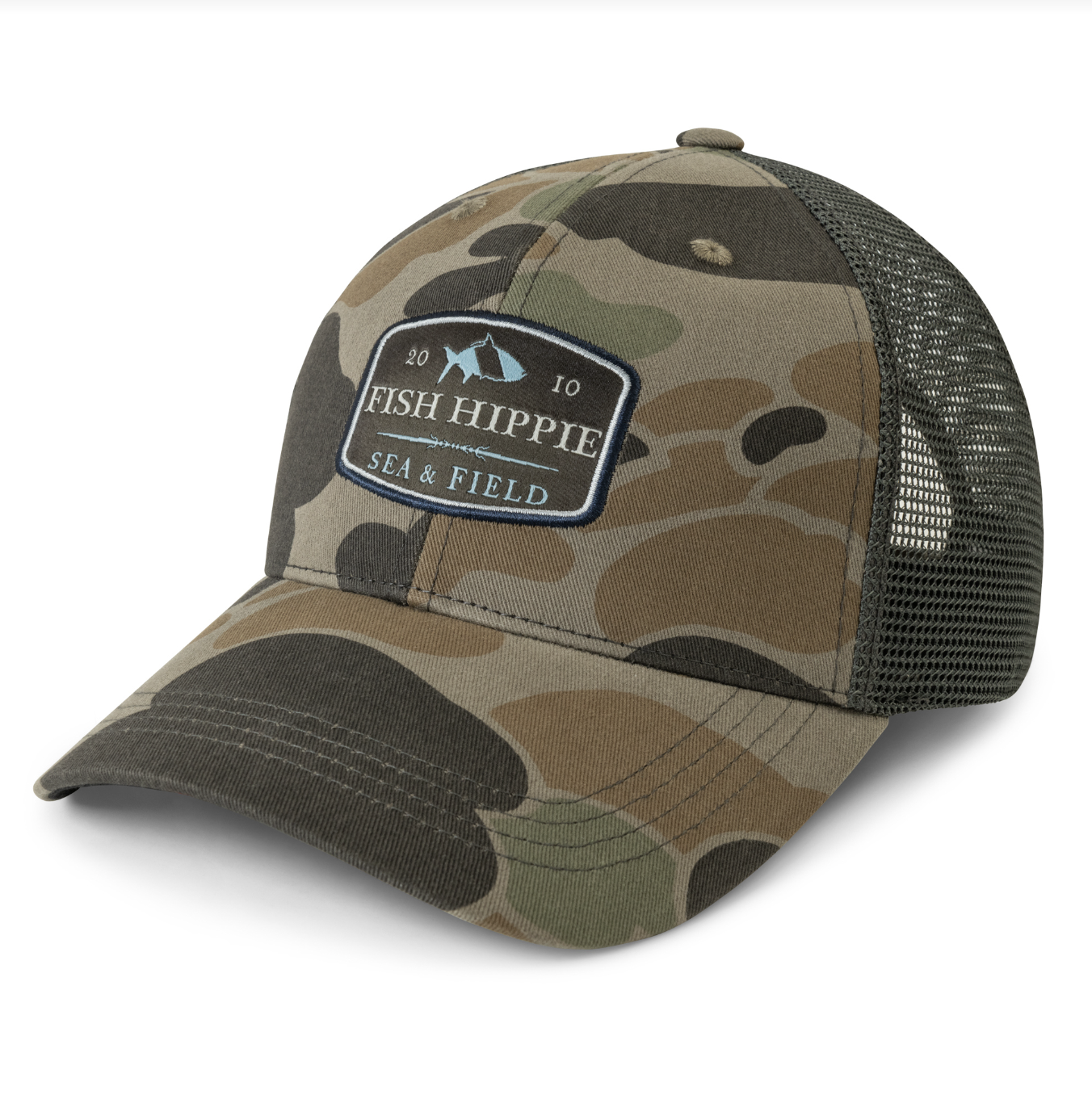 FISH HIPPIE CAMO TRUCKER HAT FISH HIPPIE CAMO TRUCKER HAT