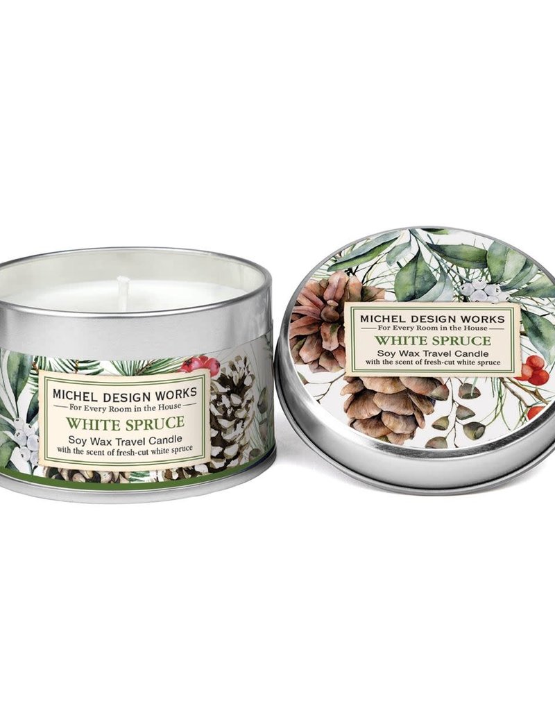 MICHEL DESIGN WORKS WHITE SPRUCE TRAVEL CANDLE