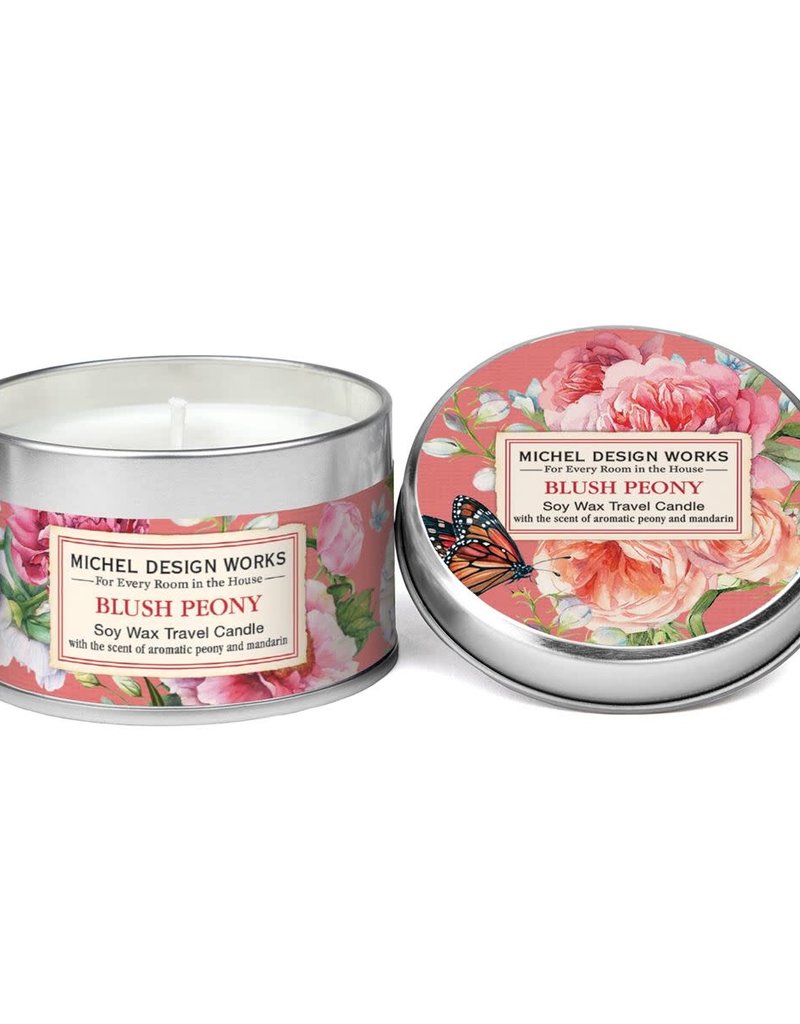 MICHEL DESIGN WORKS BLUSH PEONY TRAVEL CANDLE