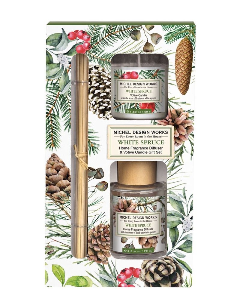 MICHEL DESIGN WORKS WHITE SPRUCE HOME FRAGRANCE DIFFUSER GIFT SET