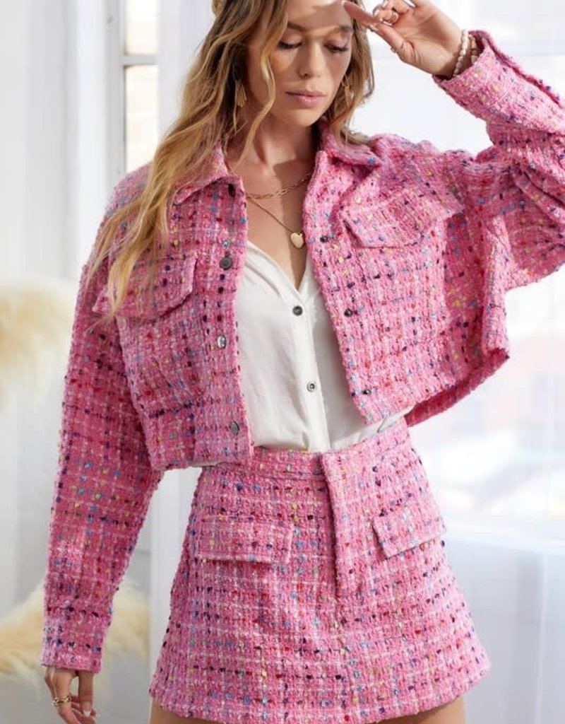 DAY + MOON CLUELESS PINK TWEED JACKET