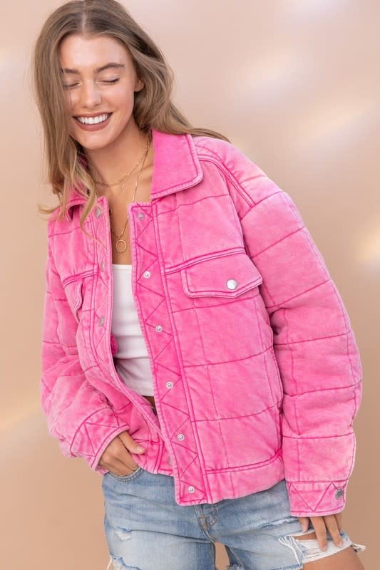 BLUE B STONE WASHED QUILTED JACKET BLUE B STONE WASHED QUILTED JACKET