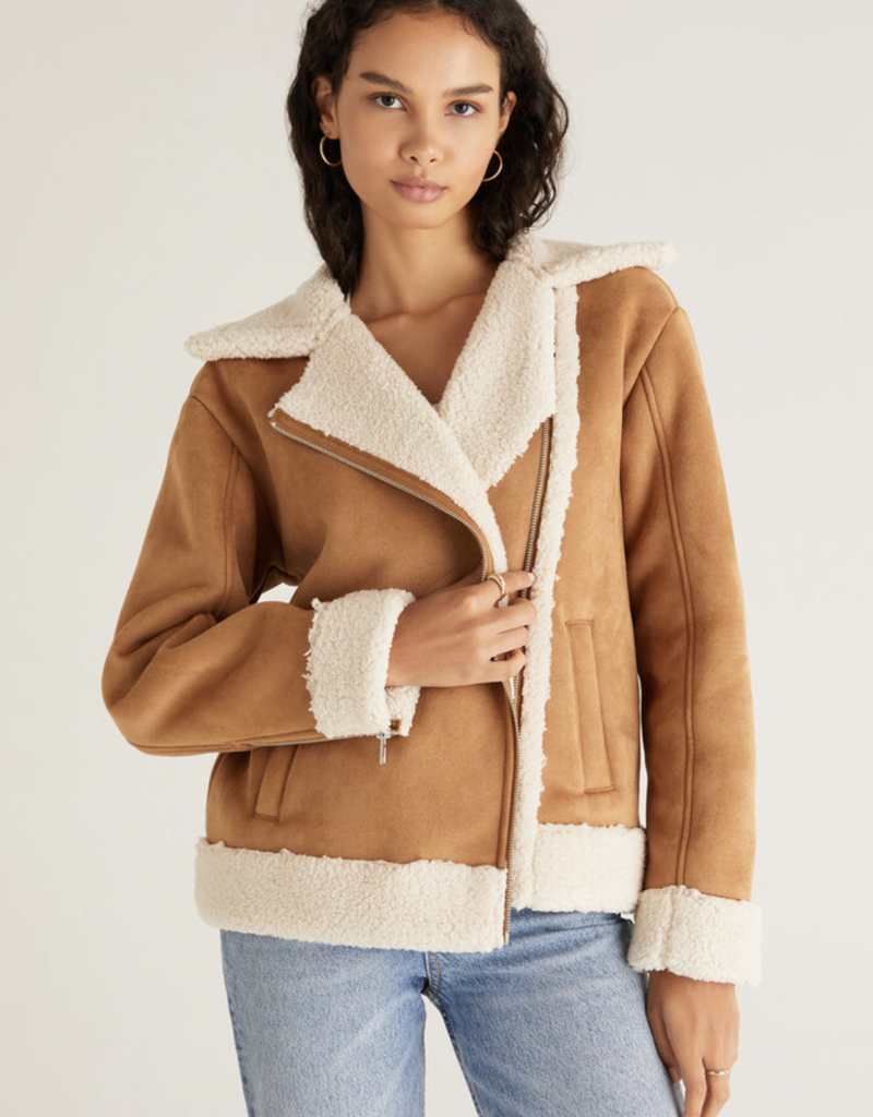 Z SUPPLY CELESTE FAUX SUEDE JACKET, CAMEL BROWN