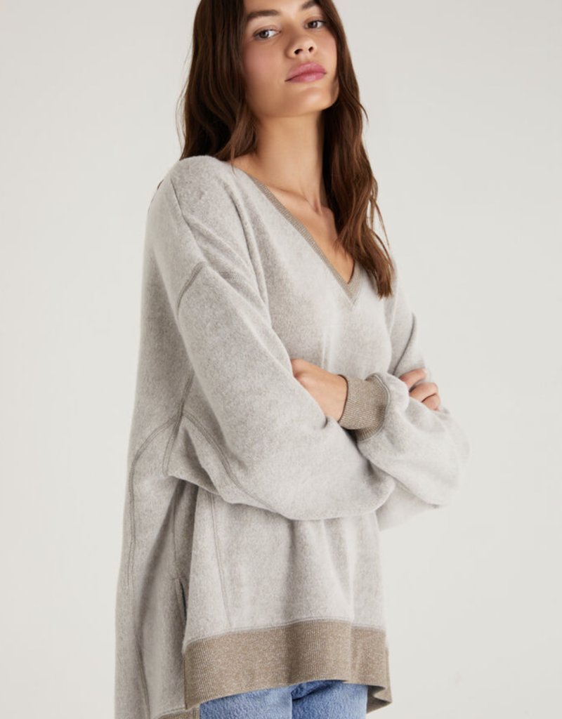 Z SUPPLY COZY V-NECK MODERN WEEKENDER, SMOKE SAGE