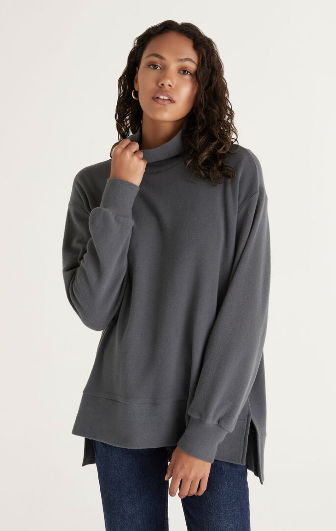 Z SUPPLY OCEANA PLUSH SWEATSHIRT, DK SLATE Z SUPPLY OCEANA PLUSH SWEATSHIRT, DK SLATE