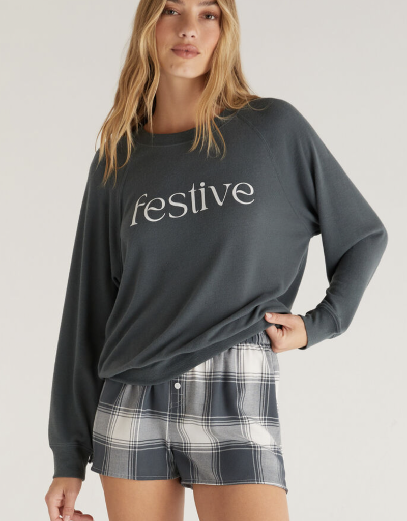 Z SUPPLY CASSIE FESTIVE LS TOP