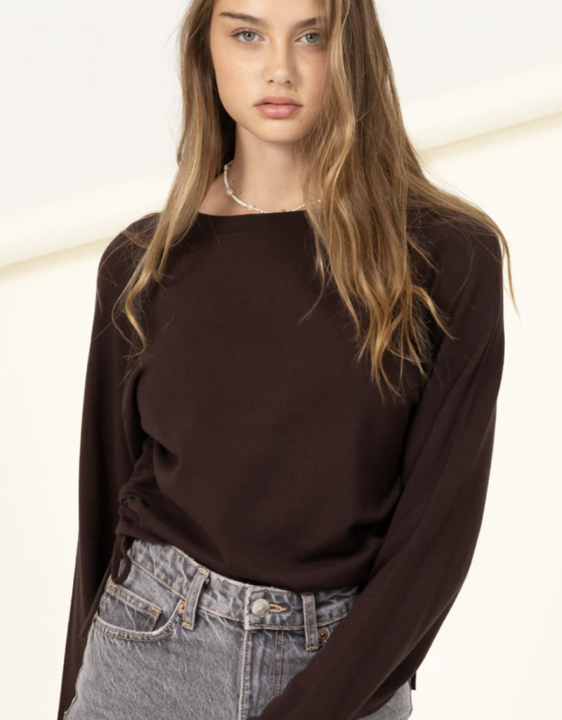 HYFVE CHILLY MORNING RUCHED DRAWSTRING SWEATER