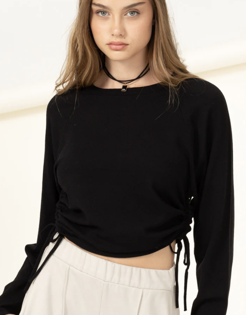 HYFVE CHILLY MORNING RUCHED DRAWSTRING SWEATER